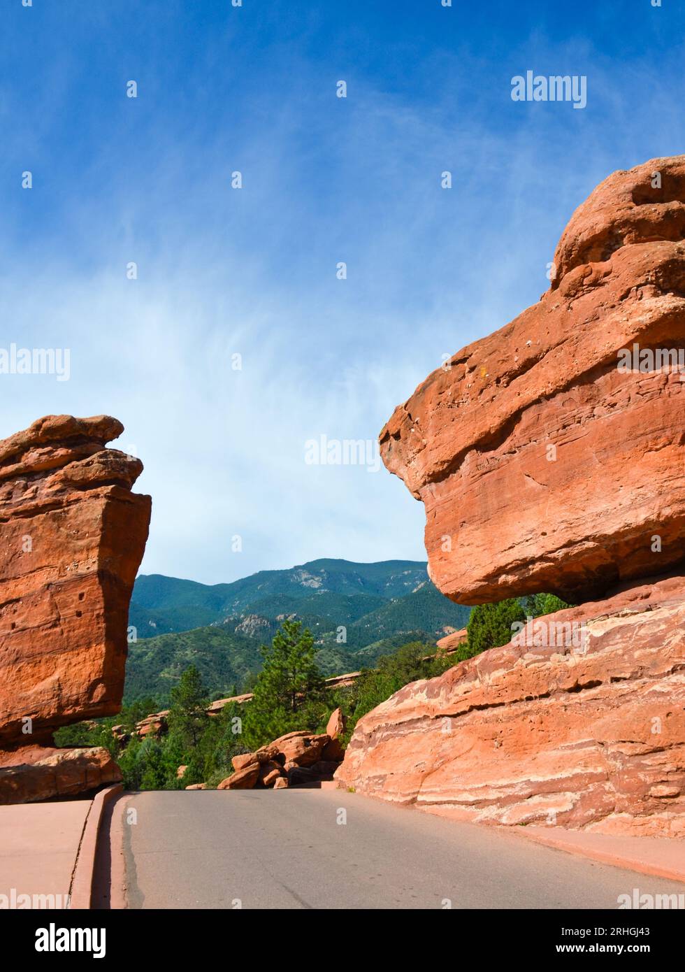 Red Rock Formation am Balanced Rock Road am Garden Dr im Garden of the Gods. Colorado Springs, Colorado. USA. Stockfoto