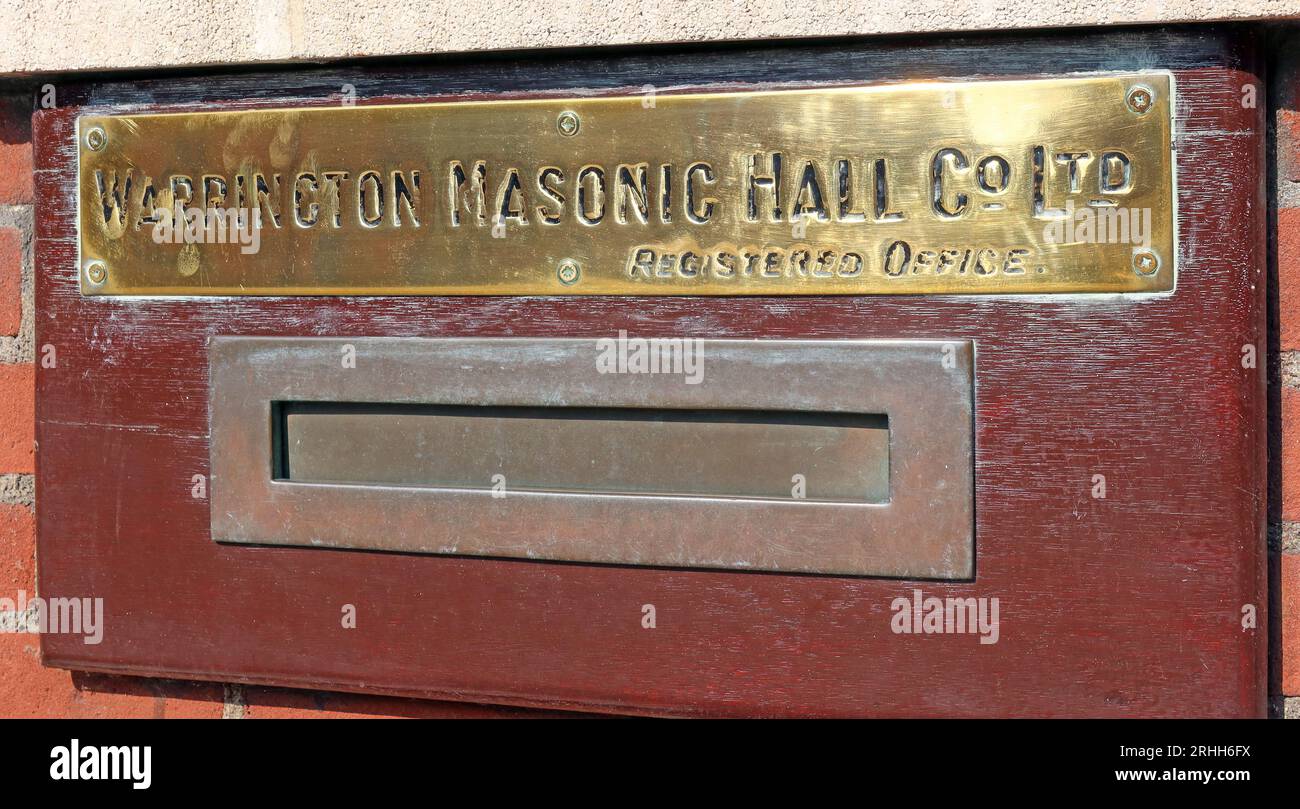 Winmarleigh House, Warrington Masonic Hall Co Ltd, 15 Winmarleigh St, Warrington, Cheshire, England, Vereinigtes Königreich, WA1 1 Stockfoto