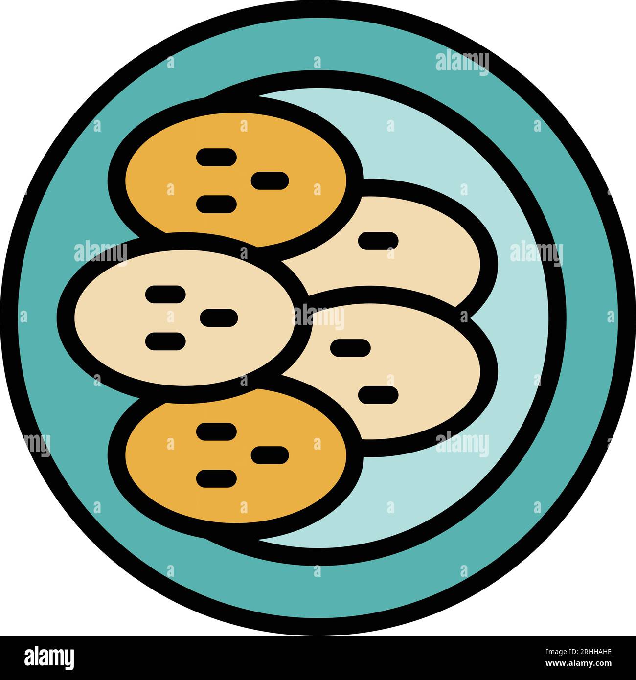 Konturvektor des kubanischen Lebensmittelsymbols. Karibisches Huhn. Schale peri Farbe flach Stock Vektor