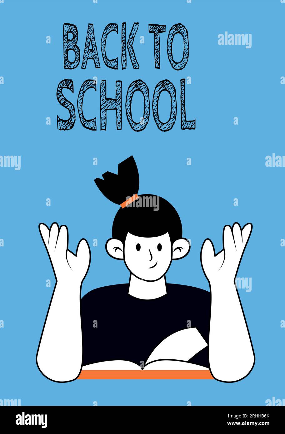 Schulanfang internationaler Schultag, Konzept. Vektorillustration für Grafik- und Webdesign. Vektor eines Schülers, der bereit ist, Neues zu lernen Stock Vektor