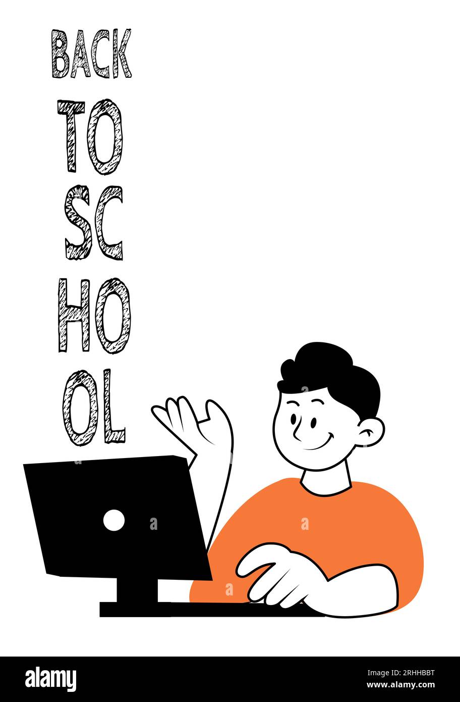 Schulanfang internationaler Schultag, Konzept. Vektorillustration für Grafik- und Webdesign. Vektor eines glücklichen Schülers, der bereit ist, neue Thin zu lernen Stock Vektor