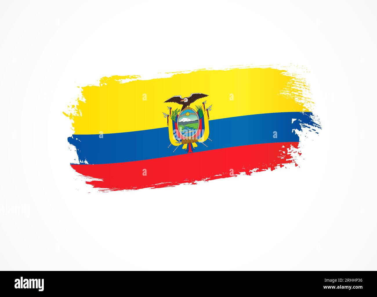 Ecuador-Flagge in Form eines Pinselstrichs. 10. August, Happy Independence Day of Ecuador. Vektorillustration für Grußkarte oder Banner Stock Vektor