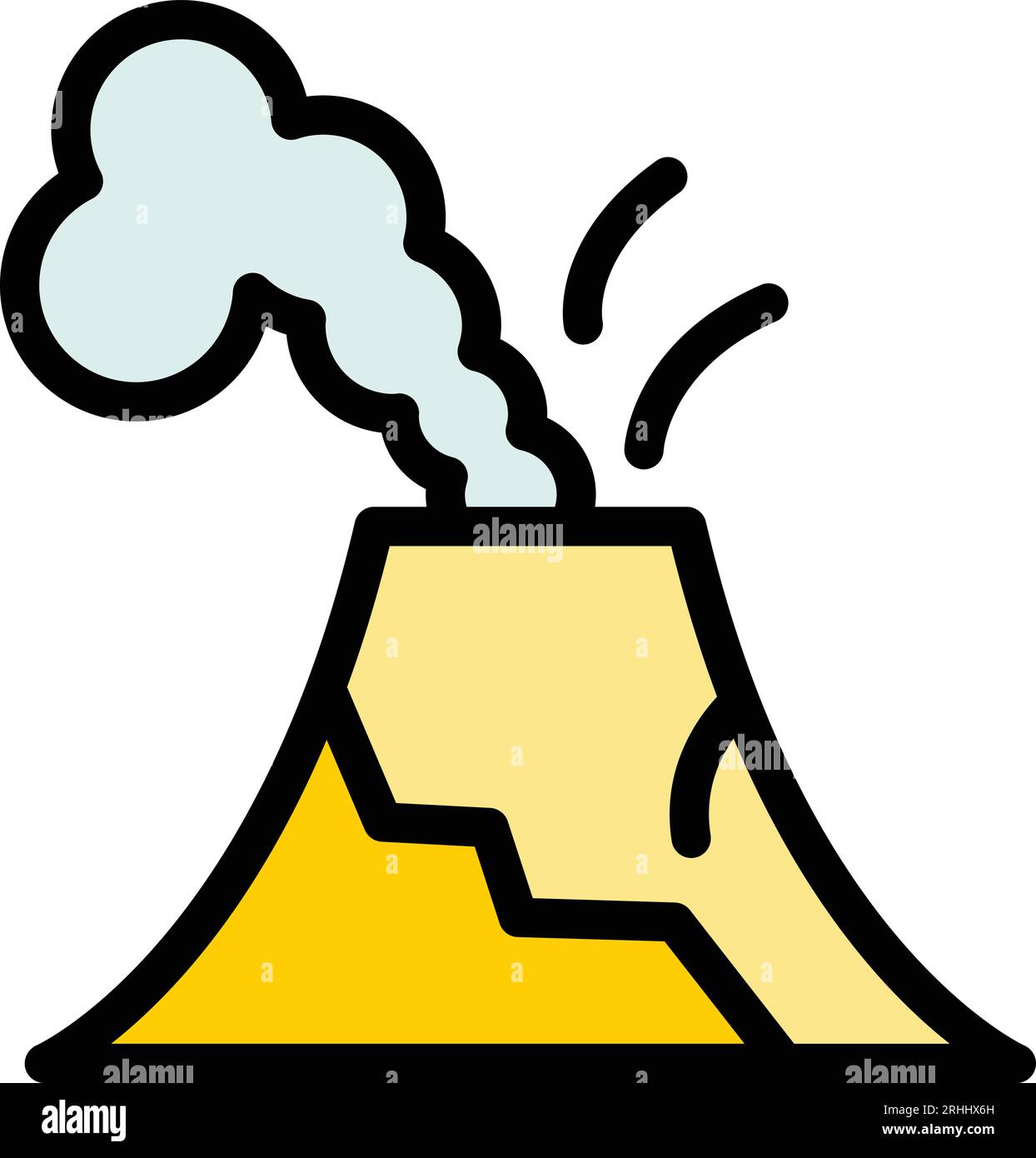 Regenvulkanausbruch Symbol Konturvektor. Magma-Landschaft. Vulcano Explosion Farbe flach Stock Vektor