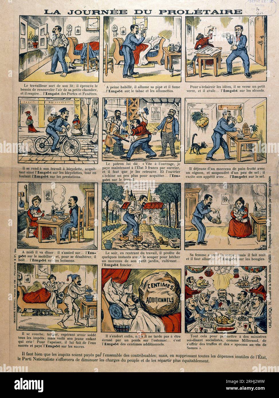Der Tag des Proletariers, Bild d' Epinal 1902. - Der proletarische Tag Stockfoto