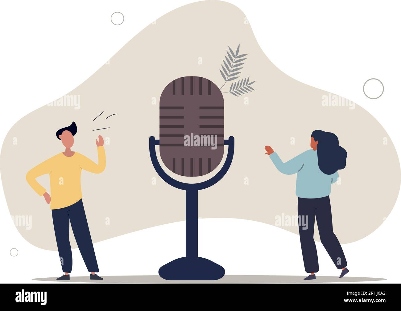 Podcast in episodischen Serien von digitalen Audiodatensätzen, die über das Internet gesendet oder gestreamt werden, für einfache Zuhörer, professionelle Podcasts .Flat Vector illus Stock Vektor