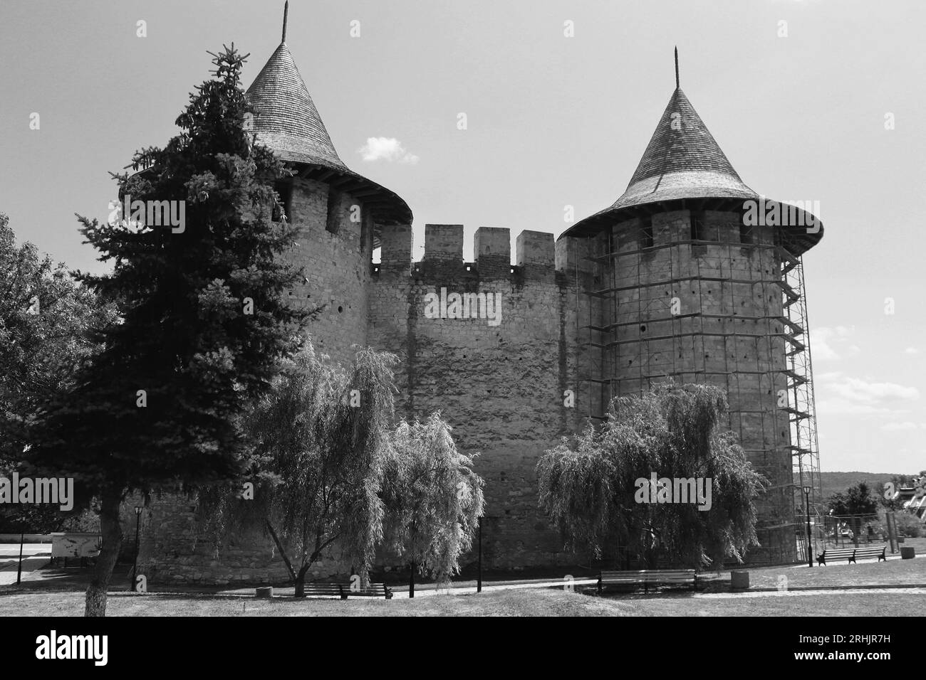 Blick auf die mittelalterliche Festung in Soroca, Republik Moldau. Das Fort wurde 1499 vom moldauischen Prinzen Stephan dem Großen erbaut. Wurde 2015 renoviert Stockfoto