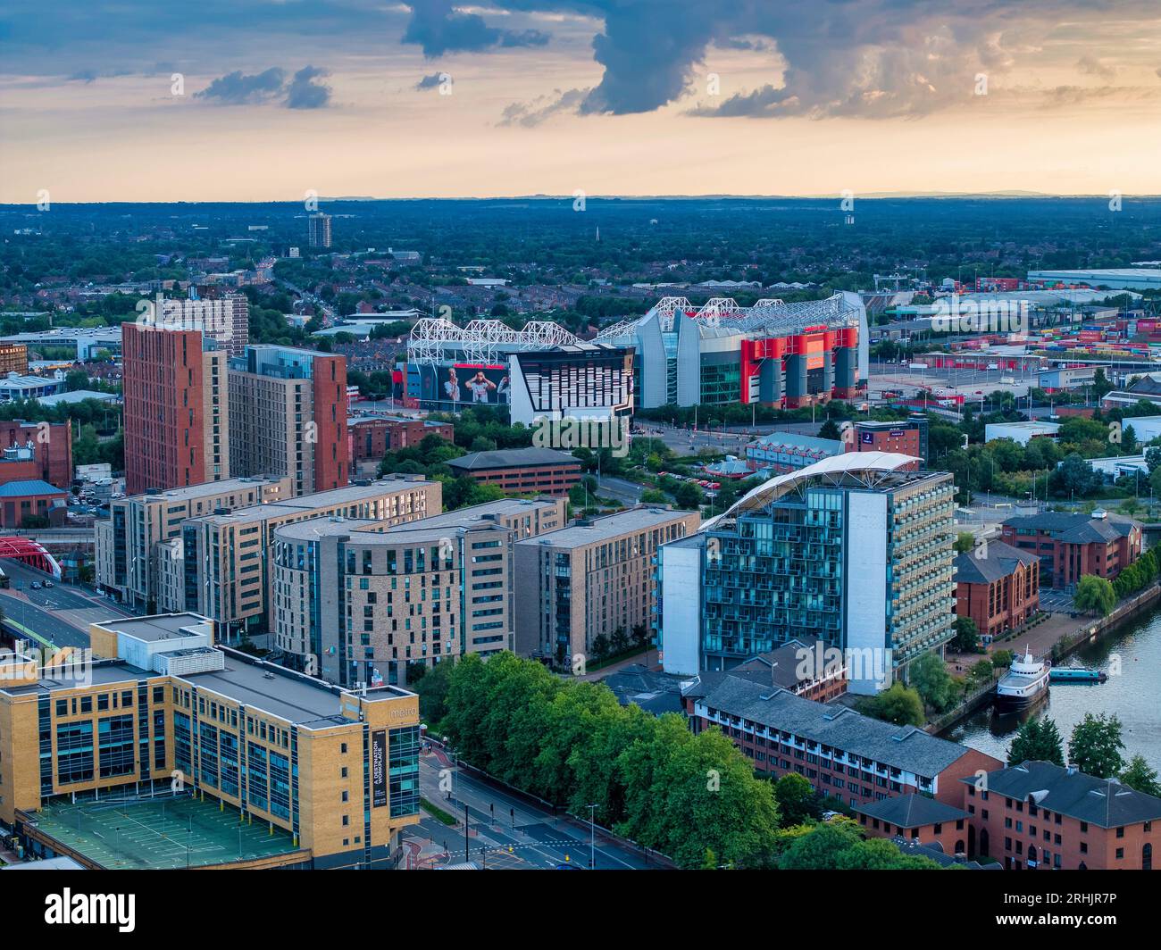 Luftbild von Old Trafford und dem Manchester United Stadium Stockfoto