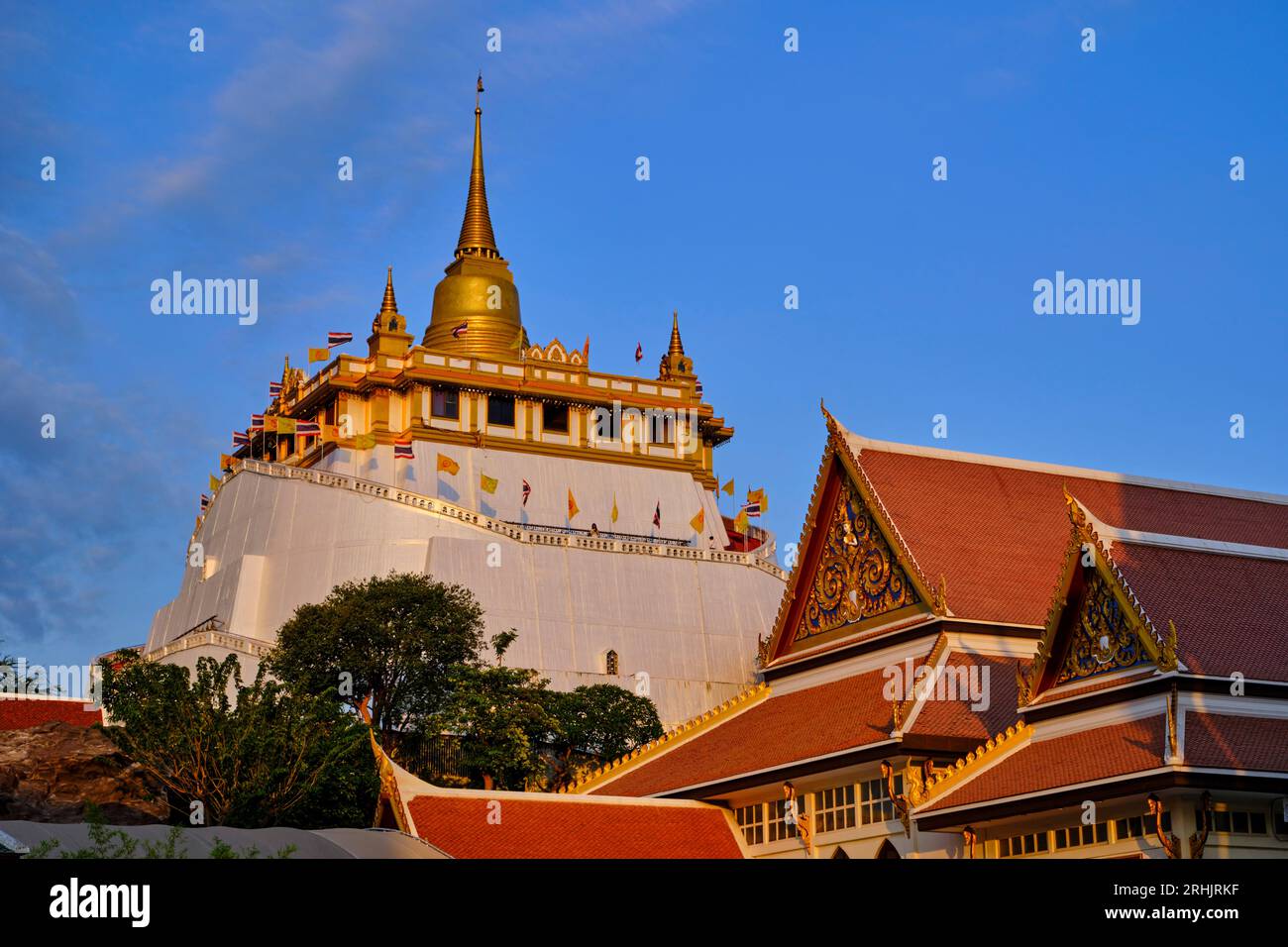 Thailand, Bangkok, die Goldene Pagode am Wat Saket, auch bekannt als Tempel des goldenen Bergs Stockfoto