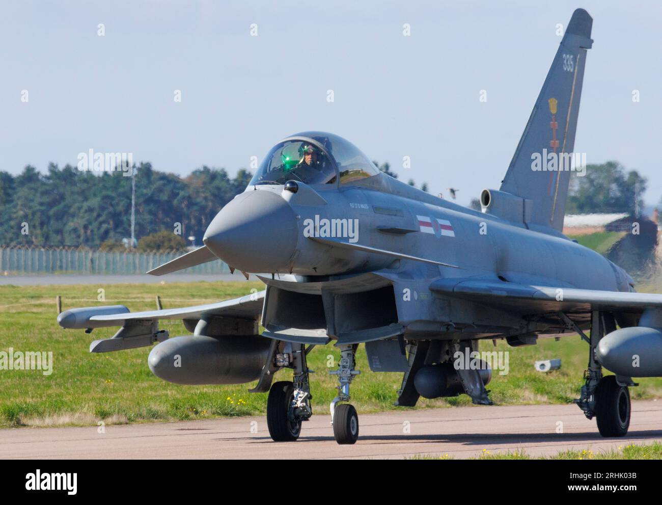 RAF Typhoon Jet im aktiven Einsatz bei RAF Conningsby in Lincolnshire, England, August 2023 Stockfoto