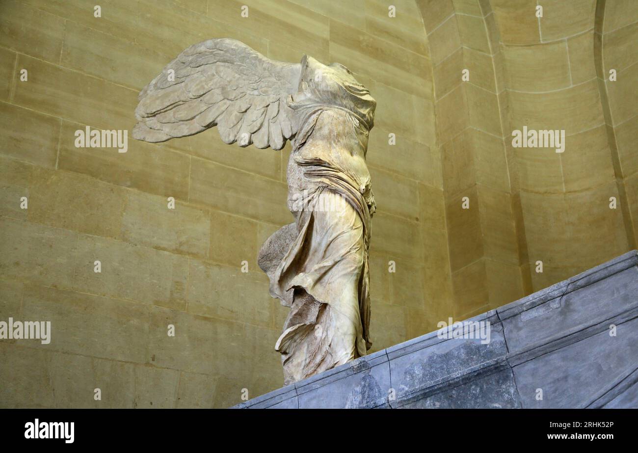 Das Meisterwerk aus dem 2. Jahrhundert v. Chr. - der geflügelte Sieg von Samothrake, Louvre, Paris Stockfoto