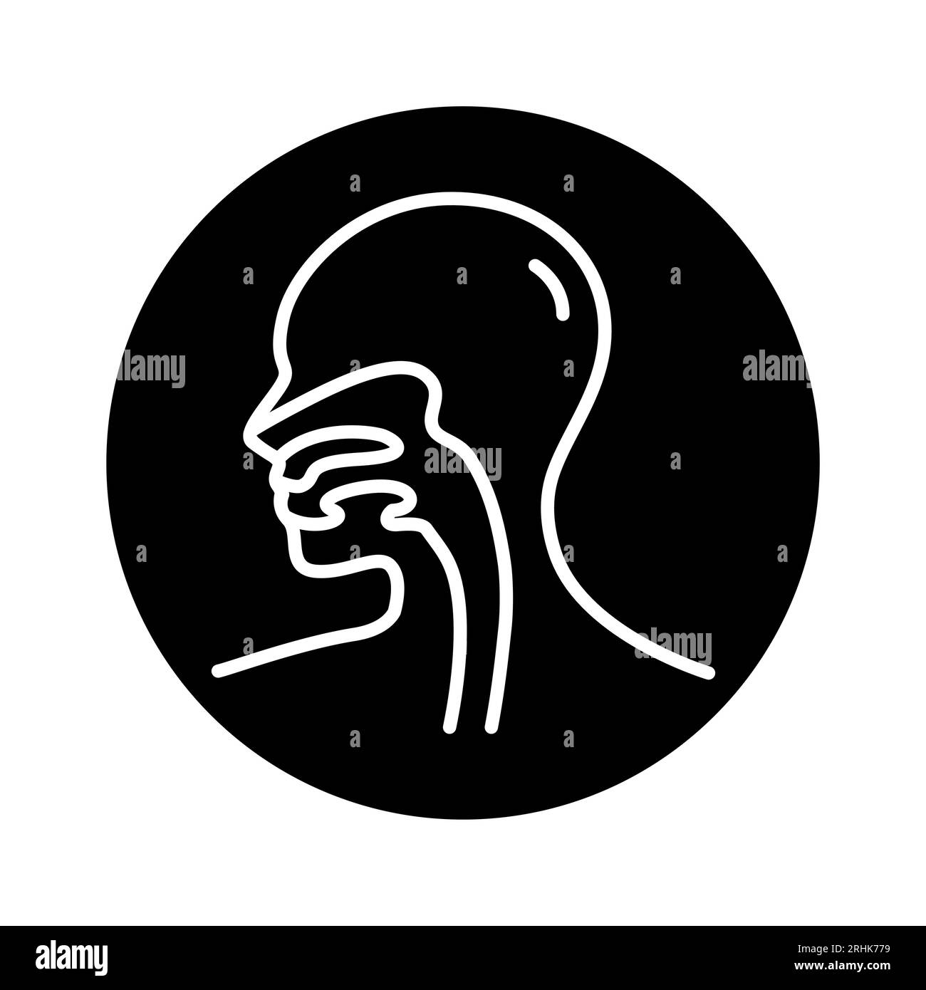 Symbol für die Farblinie der Speiseröhre des menschlichen Organs. Isoliertes Vektorelement. Skizzieren Sie das Piktogramm für Webseite, mobile App, Promo Stock Vektor