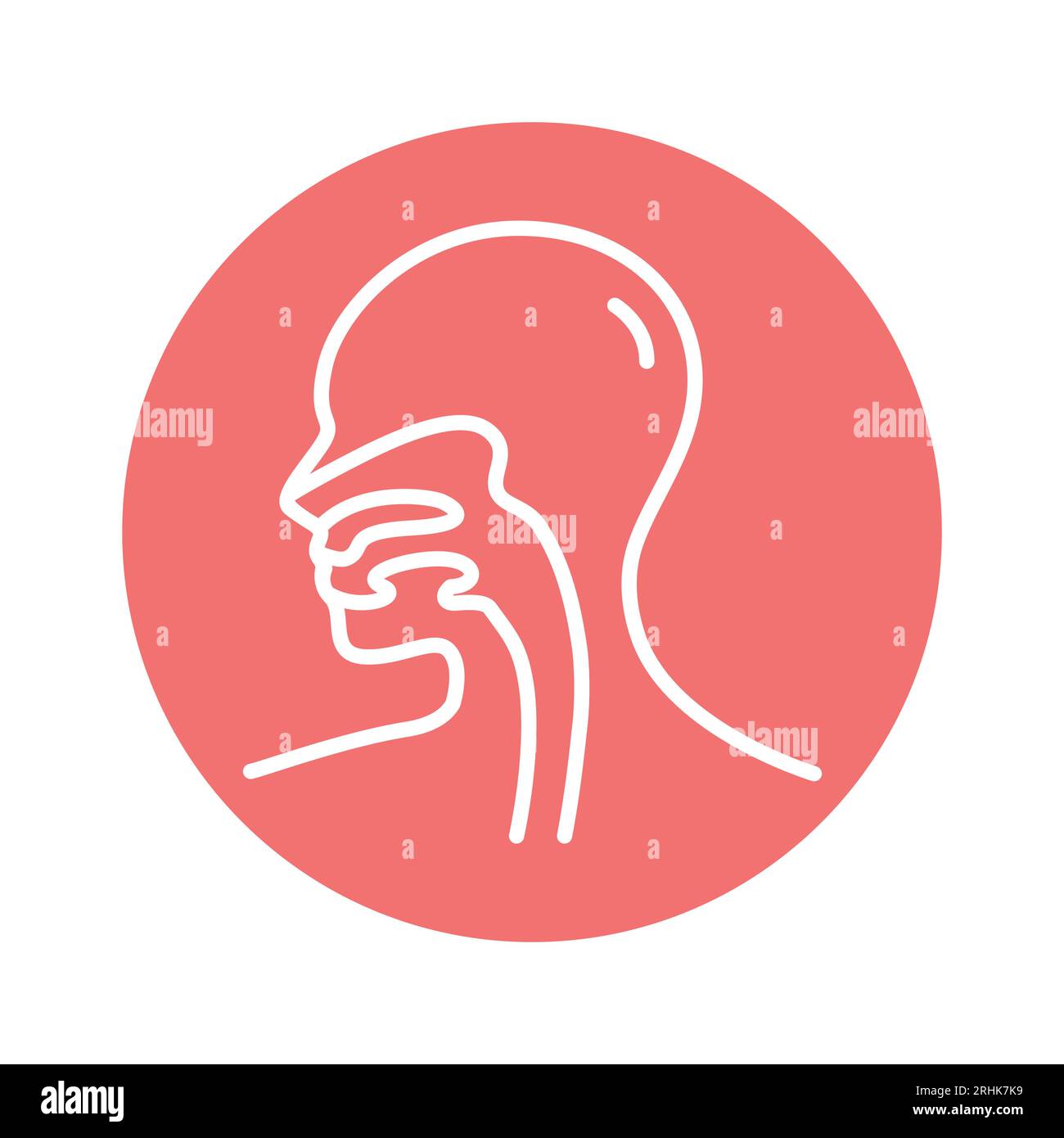 Symbol für die Farblinie der Speiseröhre des menschlichen Organs. Isoliertes Vektorelement. Skizzieren Sie das Piktogramm für Webseite, mobile App, Promo Stock Vektor