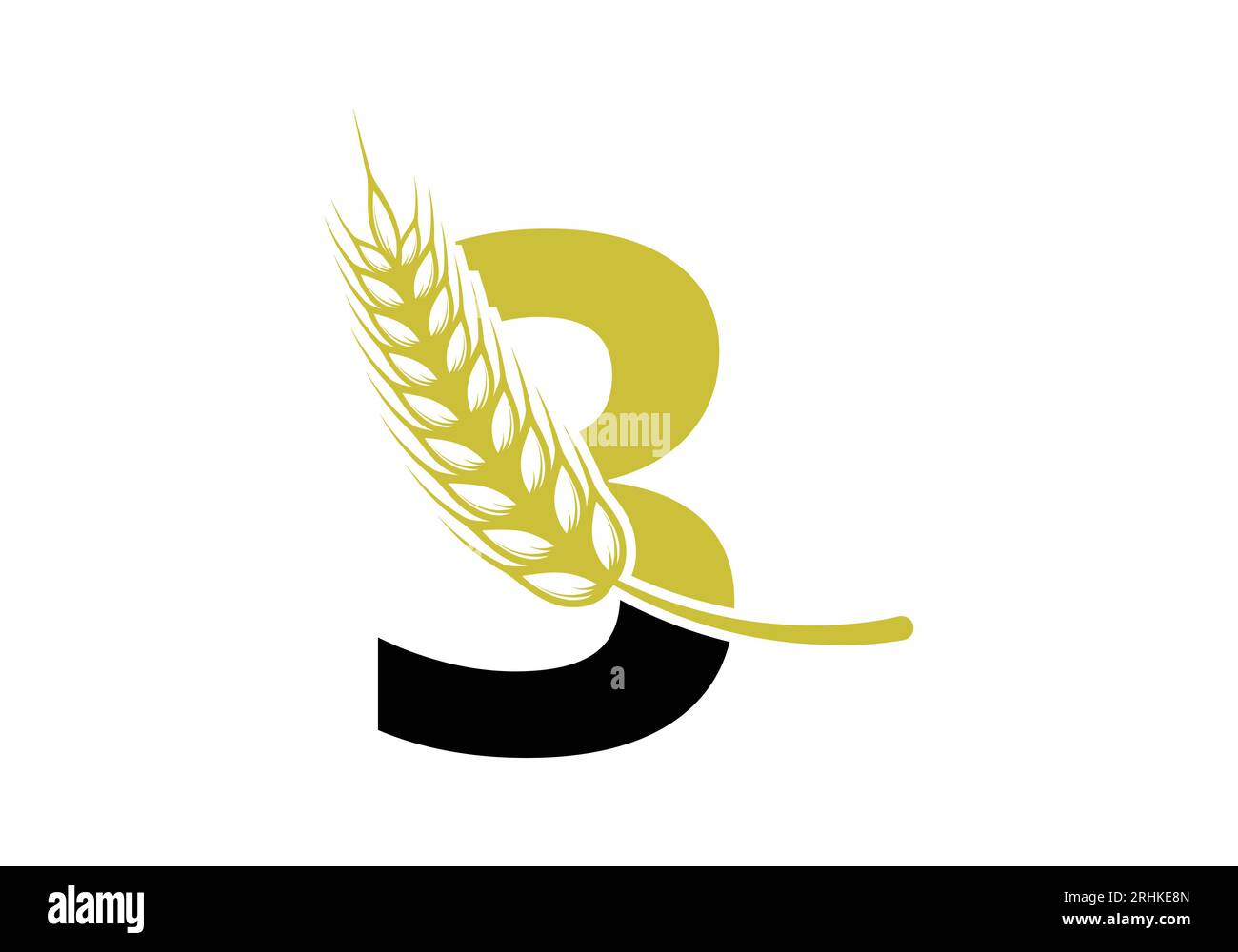 Zeichen des Buchstabens 3 mit Weizenohrkranz. Landwirtschafts-Logo Landwirtschafts-Vorlage Vektorsymbol Stock Vektor