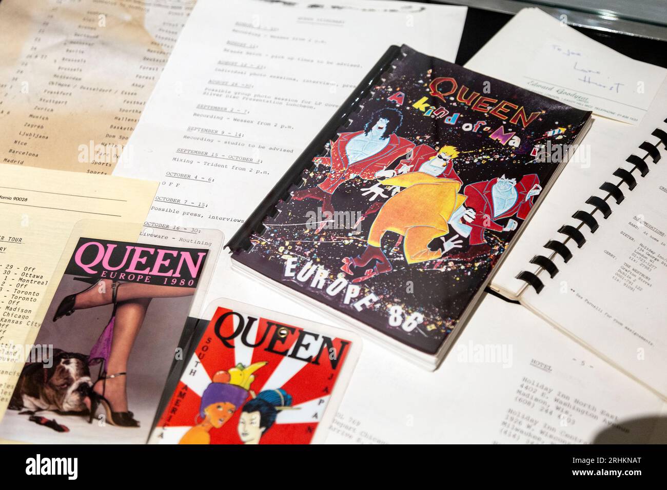 Planer for the Magic Tour (1986) Sotheby's Freddie Mercury: A World of his Own Exhibition, London, UK Stockfoto