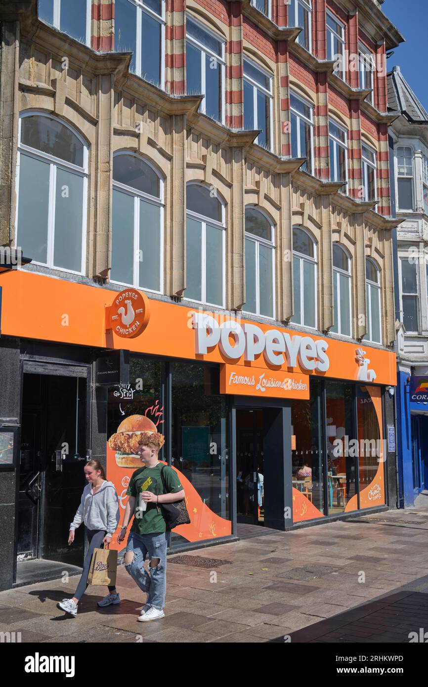 Popeyes Louisiana Kitchen Restaurant Cardiff South Wales Stockfoto
