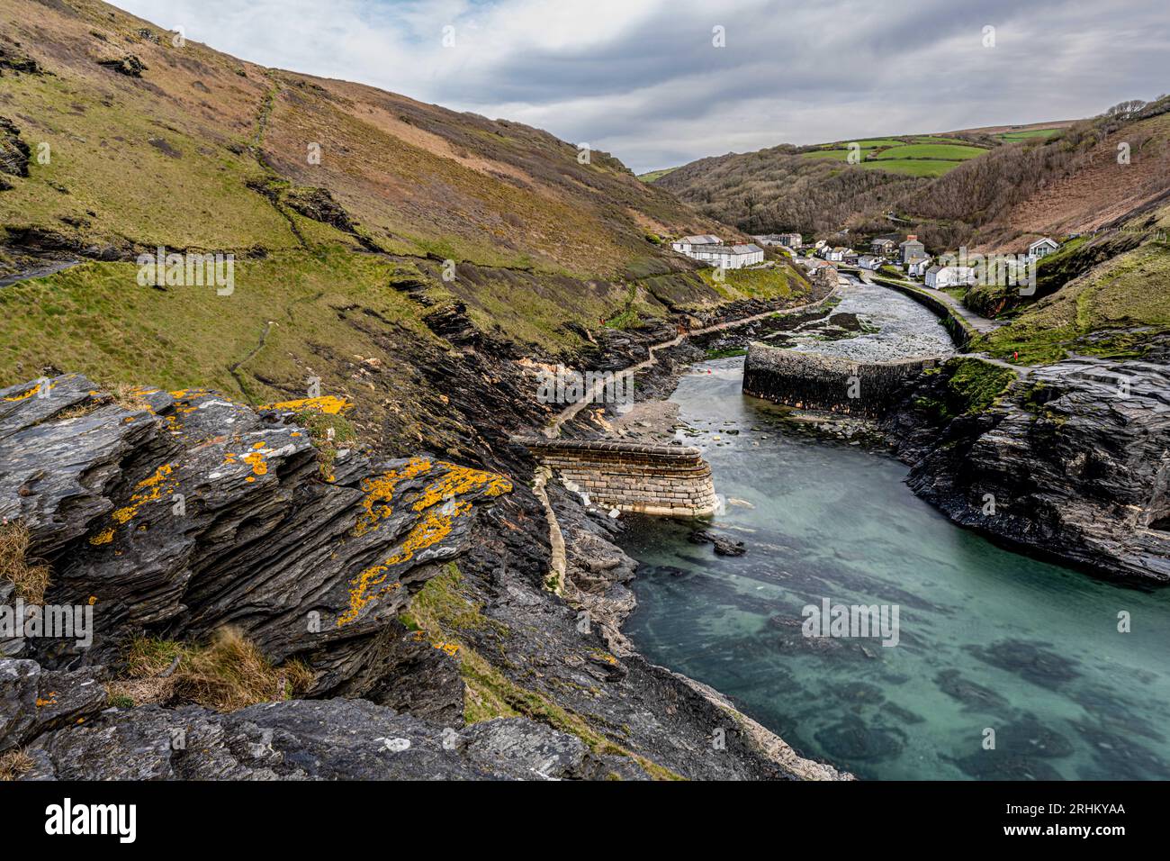 Boscastle Hafen, Cornwall Stockfoto