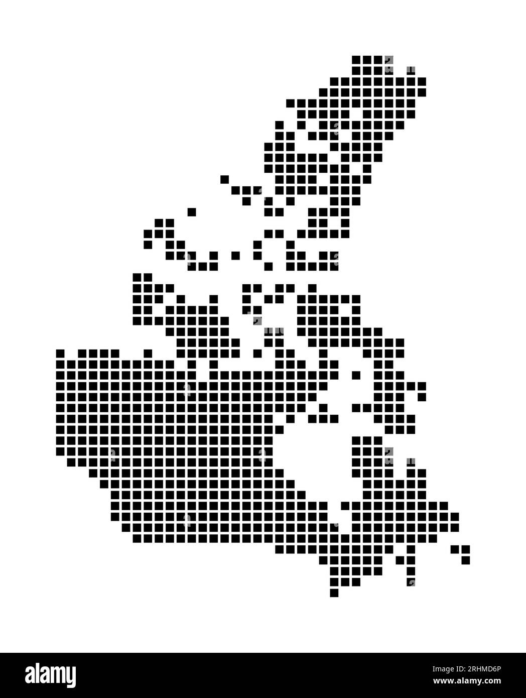 Karte Kanada. Karte von Kanada im gepunkteten Stil. Die Grenzen des Landes sind mit Rechtecken für Ihr Design gefüllt. Vektorillustration. Stock Vektor