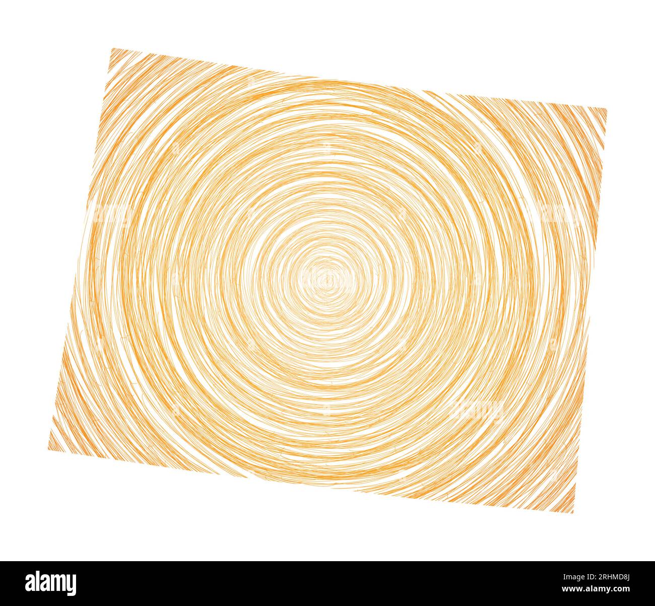 Wyoming-Karte gefüllt mit konzentrischen Kreisen. Skizzieren Sie Kreise in Form des US-Bundesstaates. Vektorabbildung. Stock Vektor