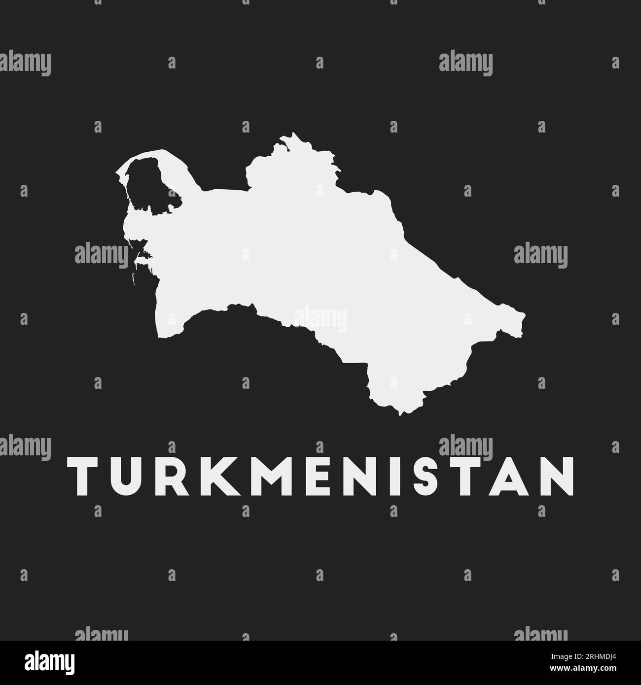 Turkmenistan-Symbol. Landkarte auf dunklem Hintergrund. Stilvolle Karte Turkmenistans mit Ländernamen. Vektorillustration. Stock Vektor