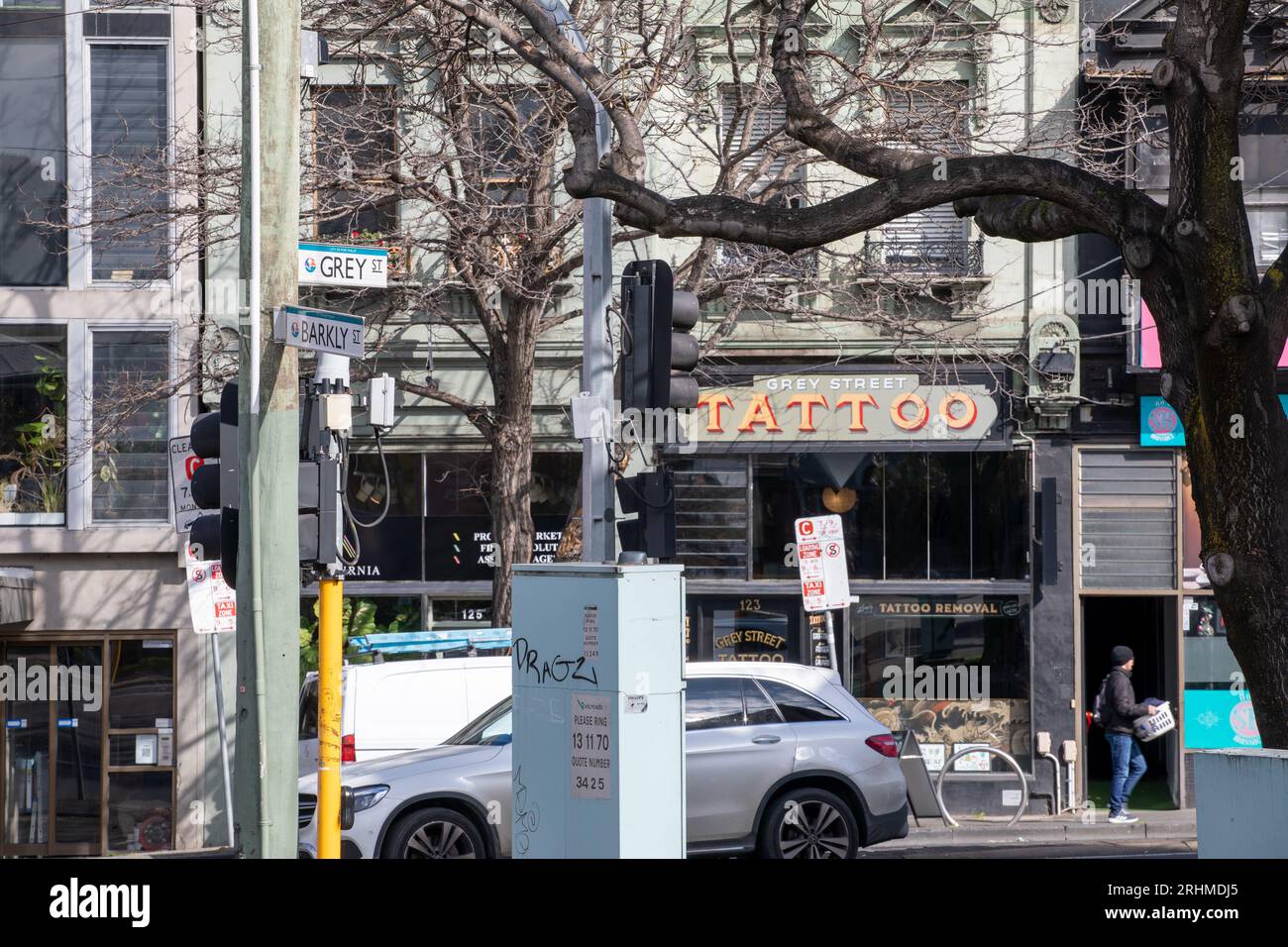 St Kilda, Victoria, Australien 15. August 2023 Street View Corner,