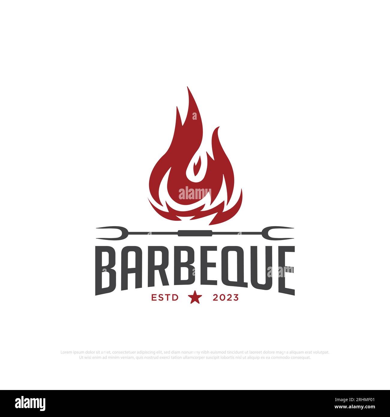 Inspiration für das Logo des heißen Grillgrills, Vintage-Grillgerichte und Vektorillustrationsvorlage für Restaurant-Ikonen Stock Vektor