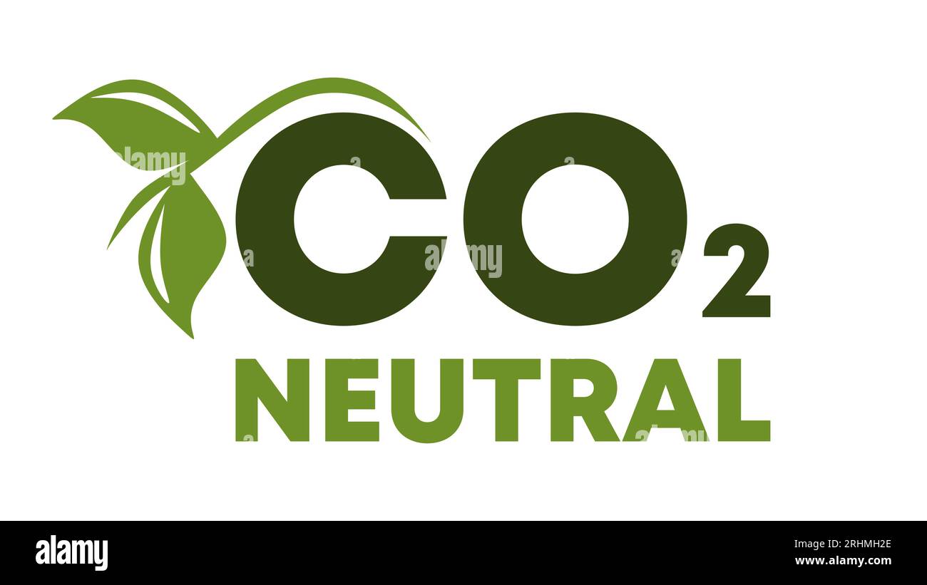 CO2-neutraler Vektor, grüner Stempel. Zeichen für nachhaltige Atmosphäre, CO2-freie Emissionen und umweltfreundliche Industrieproduktion. Stock Vektor
