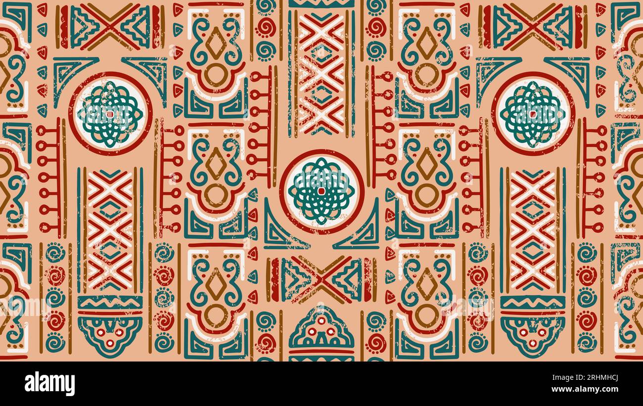 Skizzieren Sie ethnische Muster. Tribal Doodles-Motiv. Handgezeichnetes Flickwerk. Nahtlose aztekische Textur für Stoffdesign, Innenelemente, Tapeten, Pap Stock Vektor