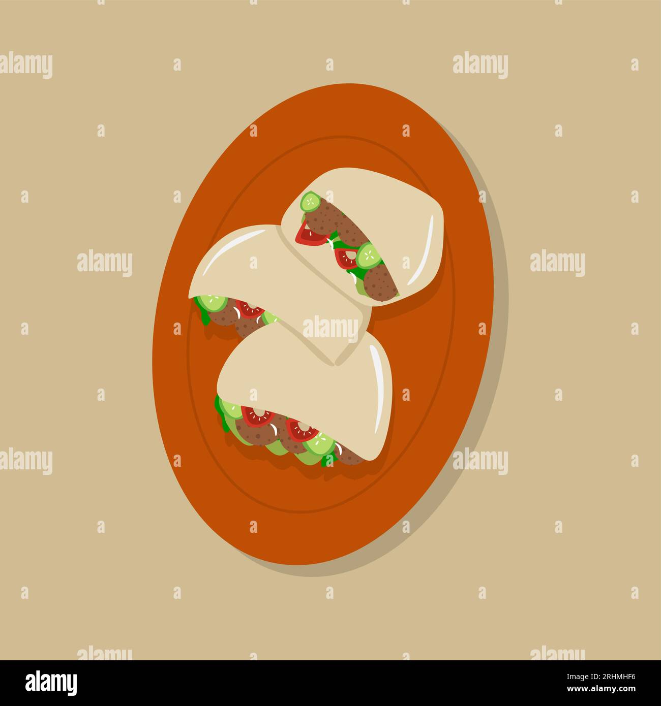 Libanesisches Falafel-Sandwich - köstliches libanesisches Falafel-Sandwich mit Hummus und Tahini-Vektor-Illustration Stock Vektor