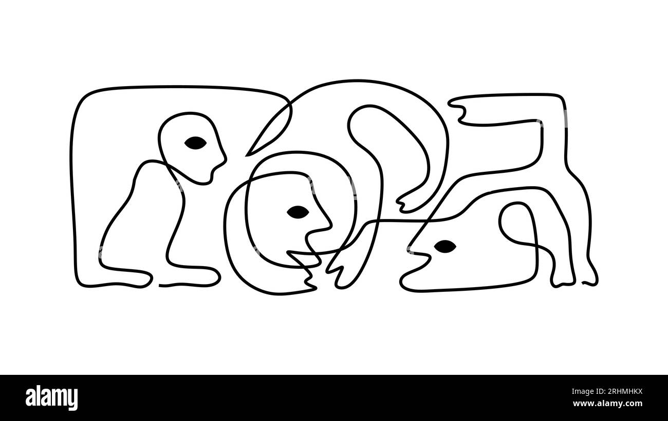 Abstraktes Gesicht eine durchgehende Strichzeichnung. Minimalistische ethnische Malerei minimalistisch. Vektor-Illustration künstlerische Zeitgenössische für Tapete und Post Stock Vektor