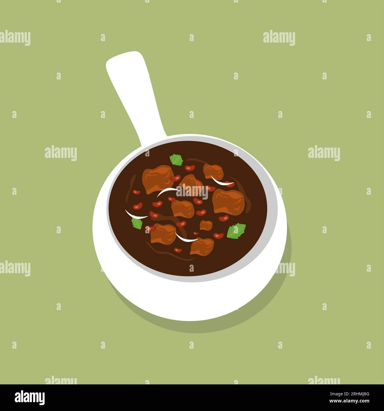 Brasilianischer Feijoada-Eintopf - deftiger brasilianischer Feijoada-Eintopf mit Bohnen und Wurst Vektor-Illustration Stock Vektor