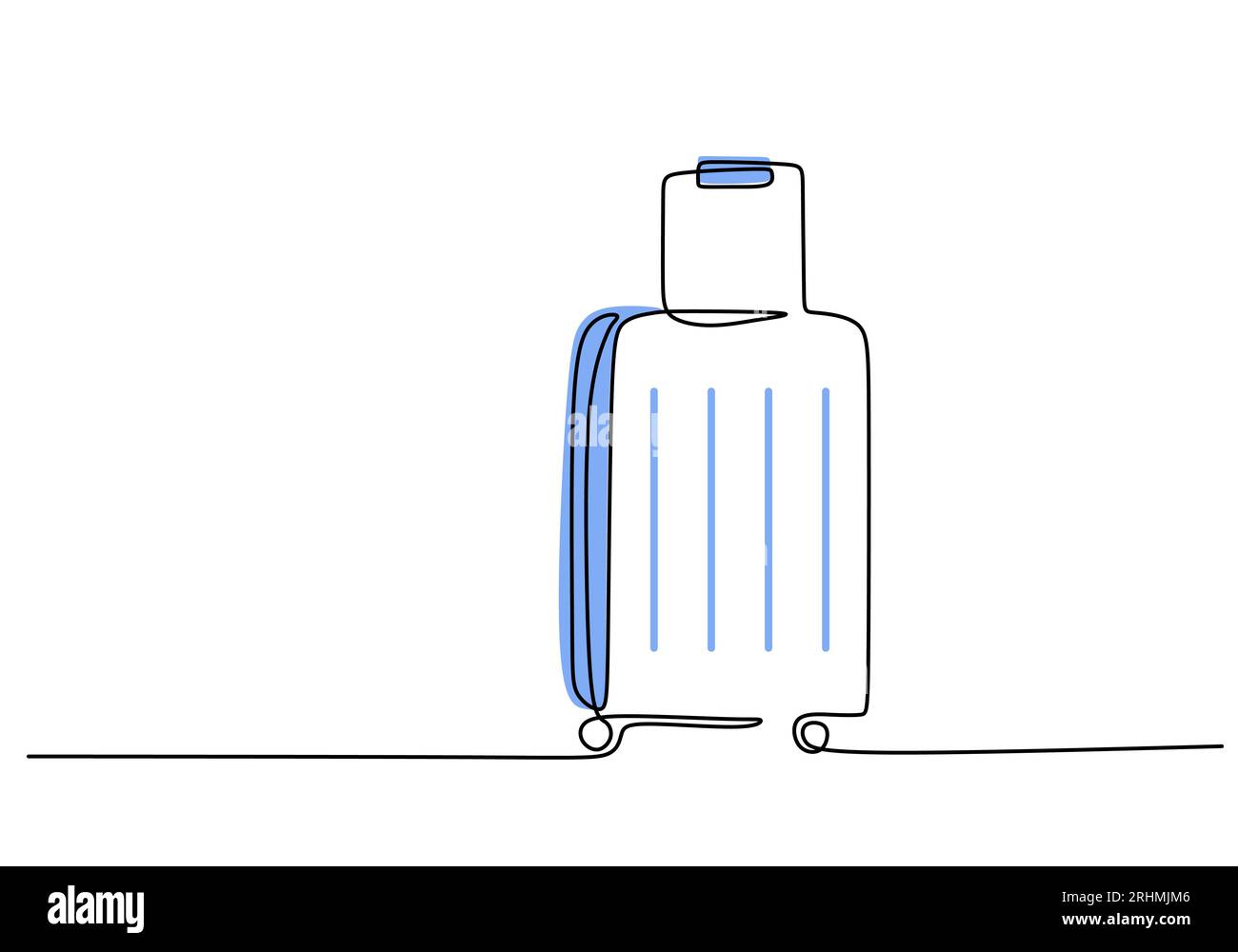 Suitcase - Schulobjekt, einzeilige Zeichnung durchgängiges Design, Vektorillustration. Stock Vektor