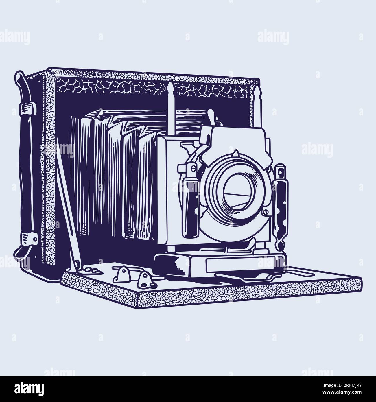 Vintage-Kamera - Antikfilmkamera im Retro-Stil - Handzeichnung Sketch Stock Vektor