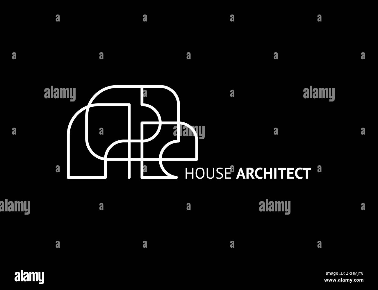 Gebäudearchitekt-Logo, Vorlage minimalistische Vektorillustration, einfaches geometrisches Design. Stock Vektor