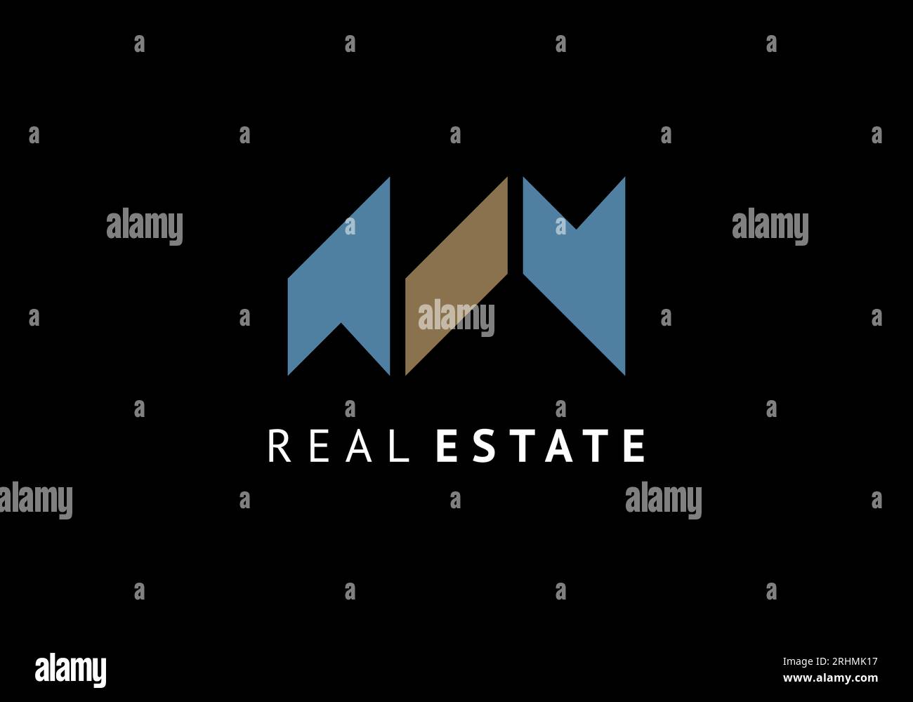Gebäude mit Immobilienlogo. Buchstabe m Symbol-Design. Stock Vektor