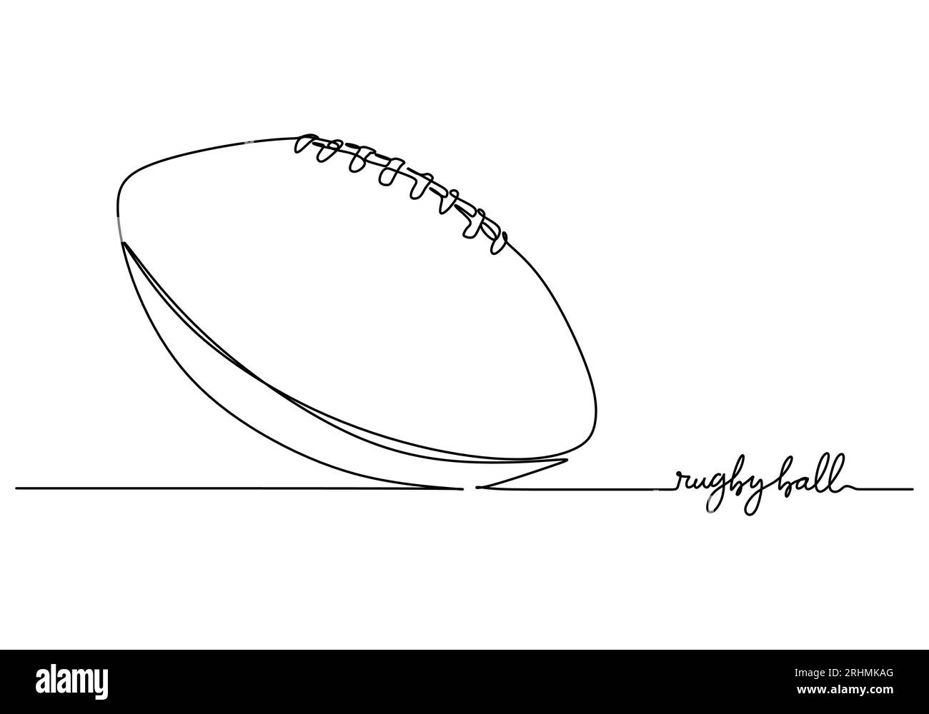 Rugby Ball One Line Drawing Durchgängiges, Handgezeichnetes Sportmotiv Stock Vektor