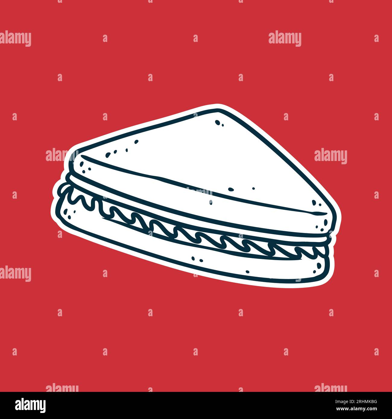 Sandwich - Zeichnung Vektor Illustration, schwarz-weiß Farben, einfache Doodle Hand gezeichnet Stock Vektor