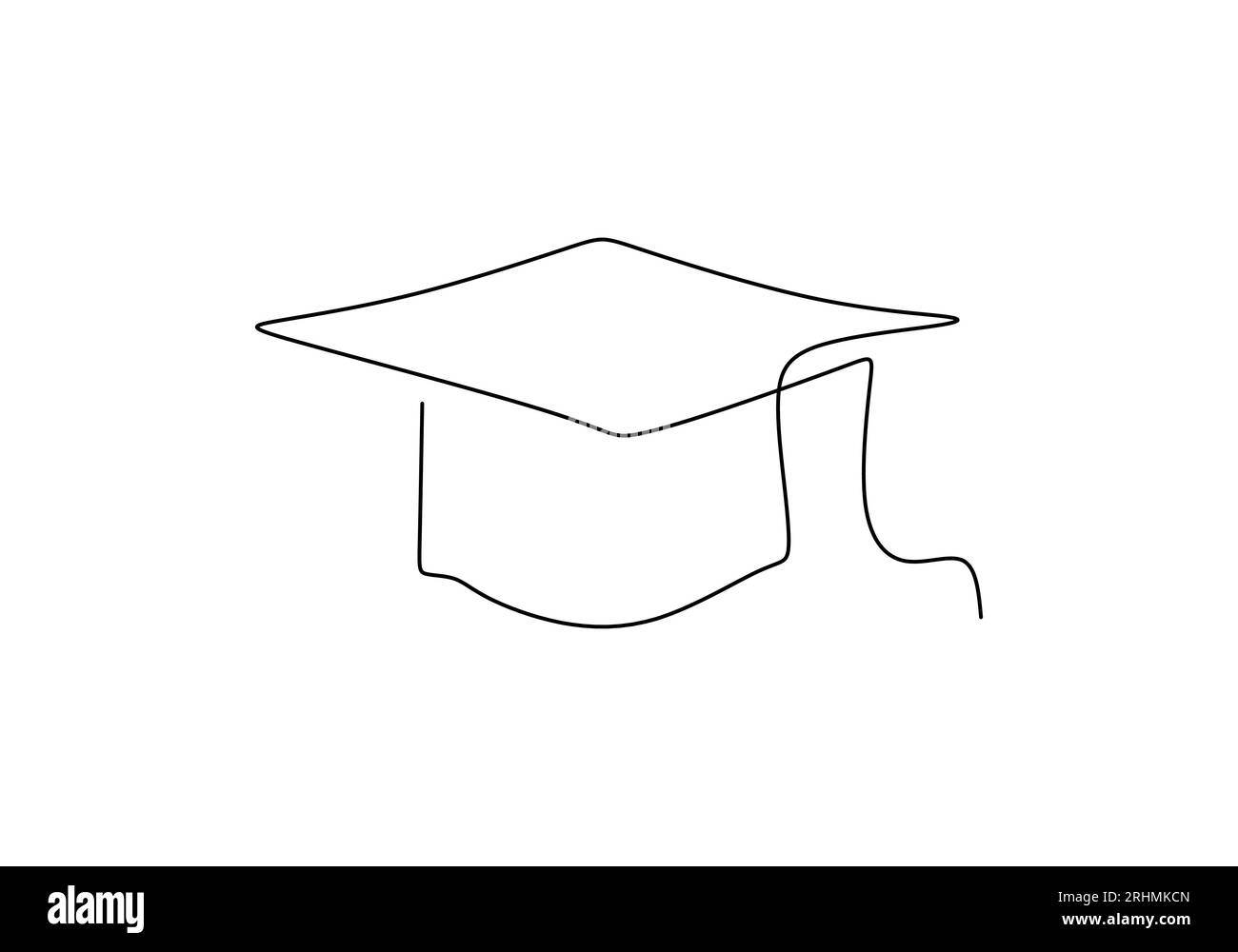 Graduation Cap - Schulunterrichtsobjekt, einzeilige Zeichnung, durchgängiges Design, Vektorillustration. Stock Vektor