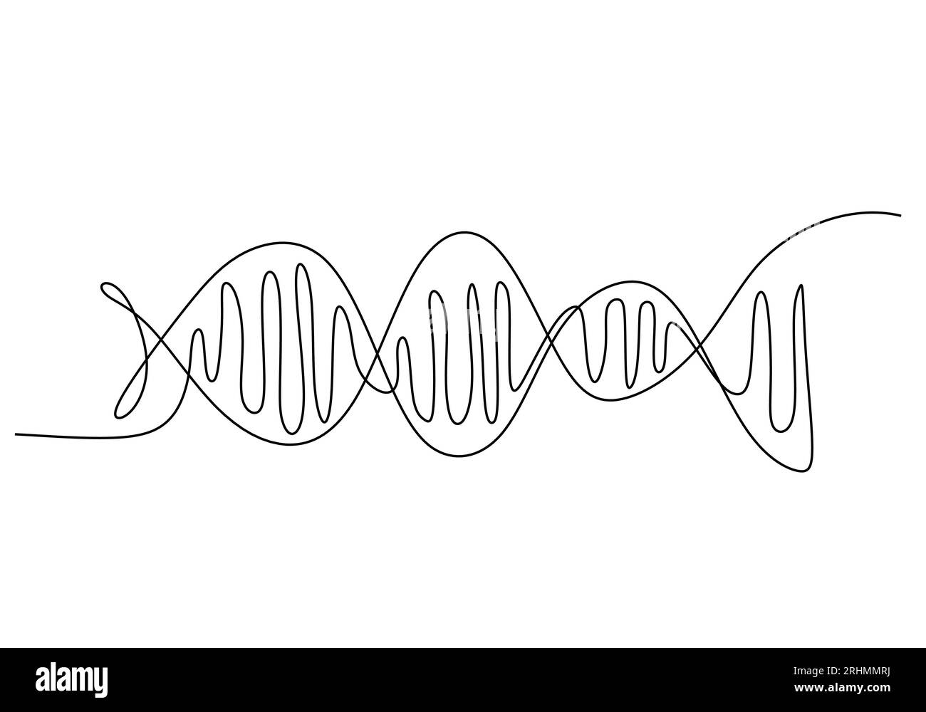 Eine durchgehende einzeilige Zeichnung von dna isoliert auf weißem Hintergrund. Stock Vektor