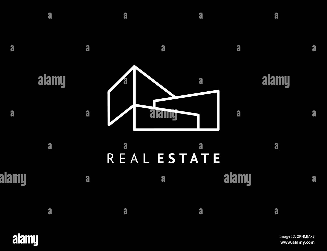 Architektur-Logo-Vorlage, Immobiliensymbol modernes Gebäude, Linie minimales Design. Vektor-Illustration Wohnung abstrakte Konstruktion. Stock Vektor