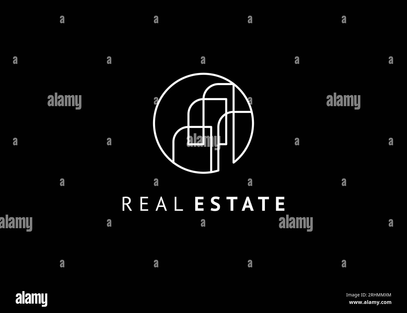 Architect Logo Template Line minimalistisches bauhaus-Design, isoliert auf weißem Hintergrund. Stock Vektor