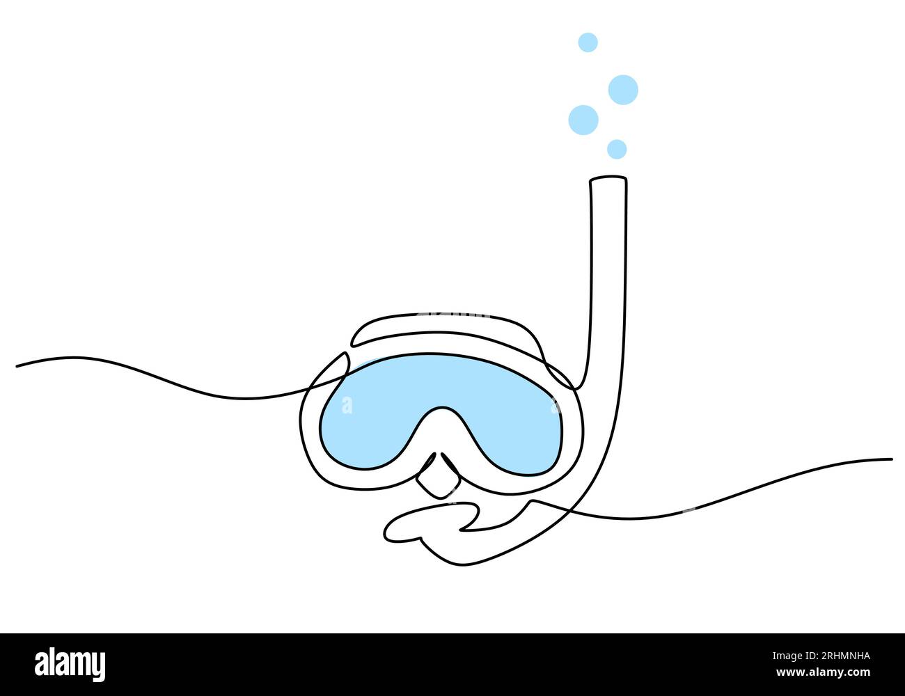 Schwimmbrille One Line Drawing: Durchgehende Handzeichnung Stock Vektor