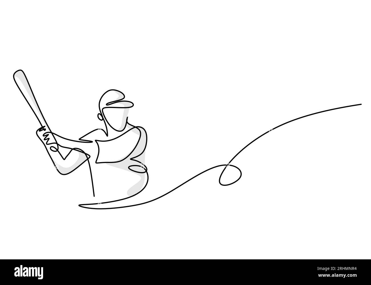 Baseball Player Simple One Line Art, Sportillustration einer Person, die Baseball spielt Stock Vektor