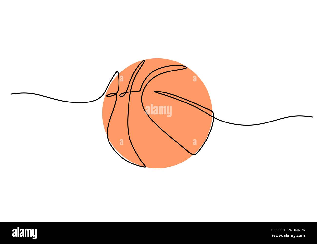 Basketball One Line Drawing: Fortlaufendes Handgezeichnetes Sportmotiv Stock Vektor