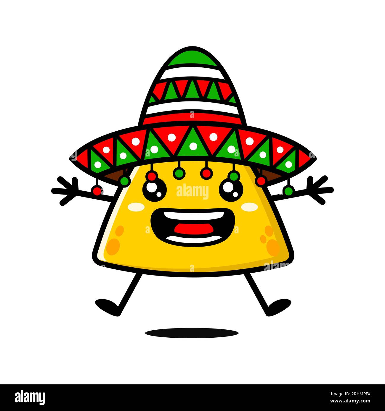 Süße Nachos-Cartoon-Figur Mit Sombrero-Hut Stock Vektor