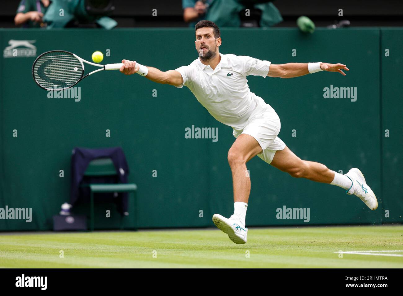 Tennisspieler Novak Djokovic (SRB) bei den Wimbledon Championships 2023, All England Lawn Tennis and Croquet Club, London, England. Stockfoto