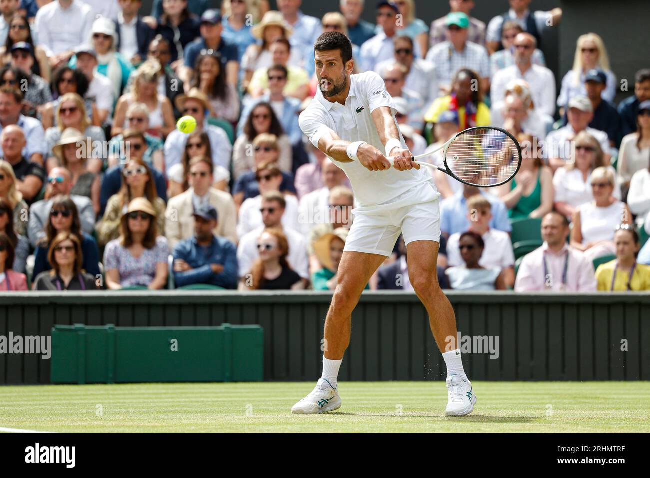 Tennisspieler Novak Djokovic (SRB) bei den Wimbledon Championships 2023, All England Lawn Tennis and Croquet Club, London, England. Stockfoto