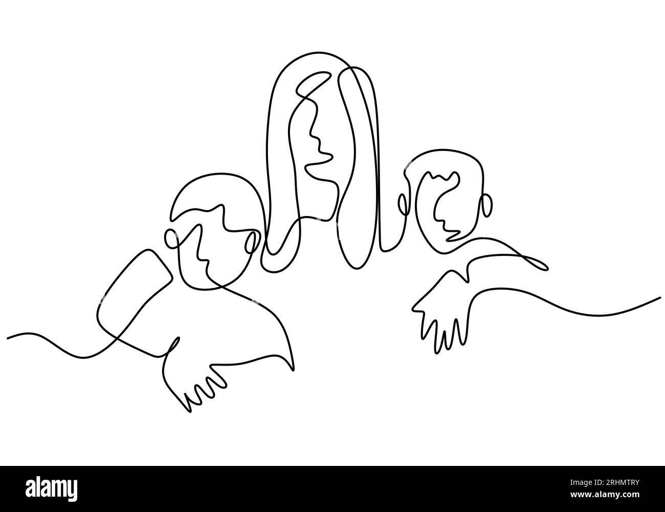 Eine zusammenhängende Einzellinie der Mutter mit ihrem Sohn isoliert auf weißem Hintergrund. Stock Vektor