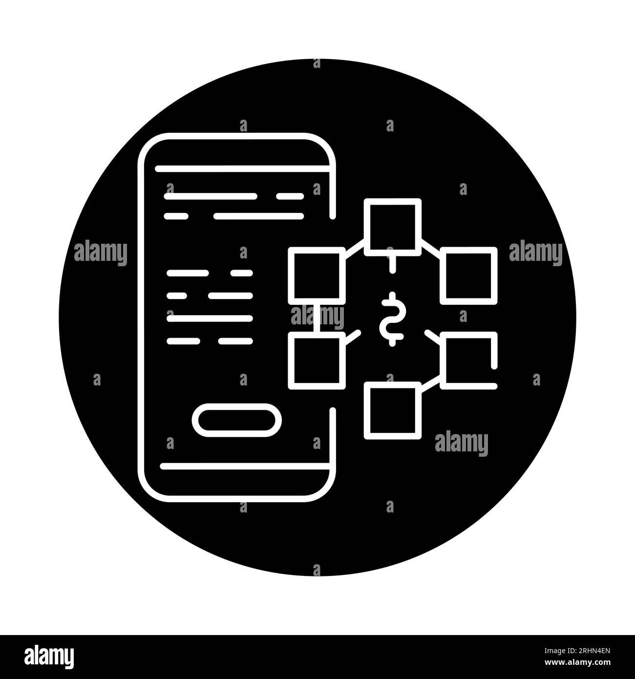 DApp-Zeichen сolor Zeilensymbol. Erstes öffentliches Angebot. Piktogramm für Webseite. Stock Vektor