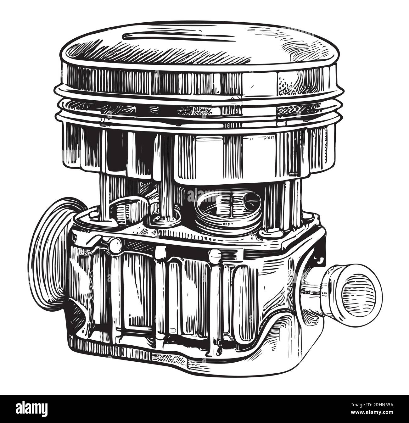 Auto Kolben Hand gezeichnete Skizze Transport Detail Illustration Stock-Vektorgrafik  - Alamy