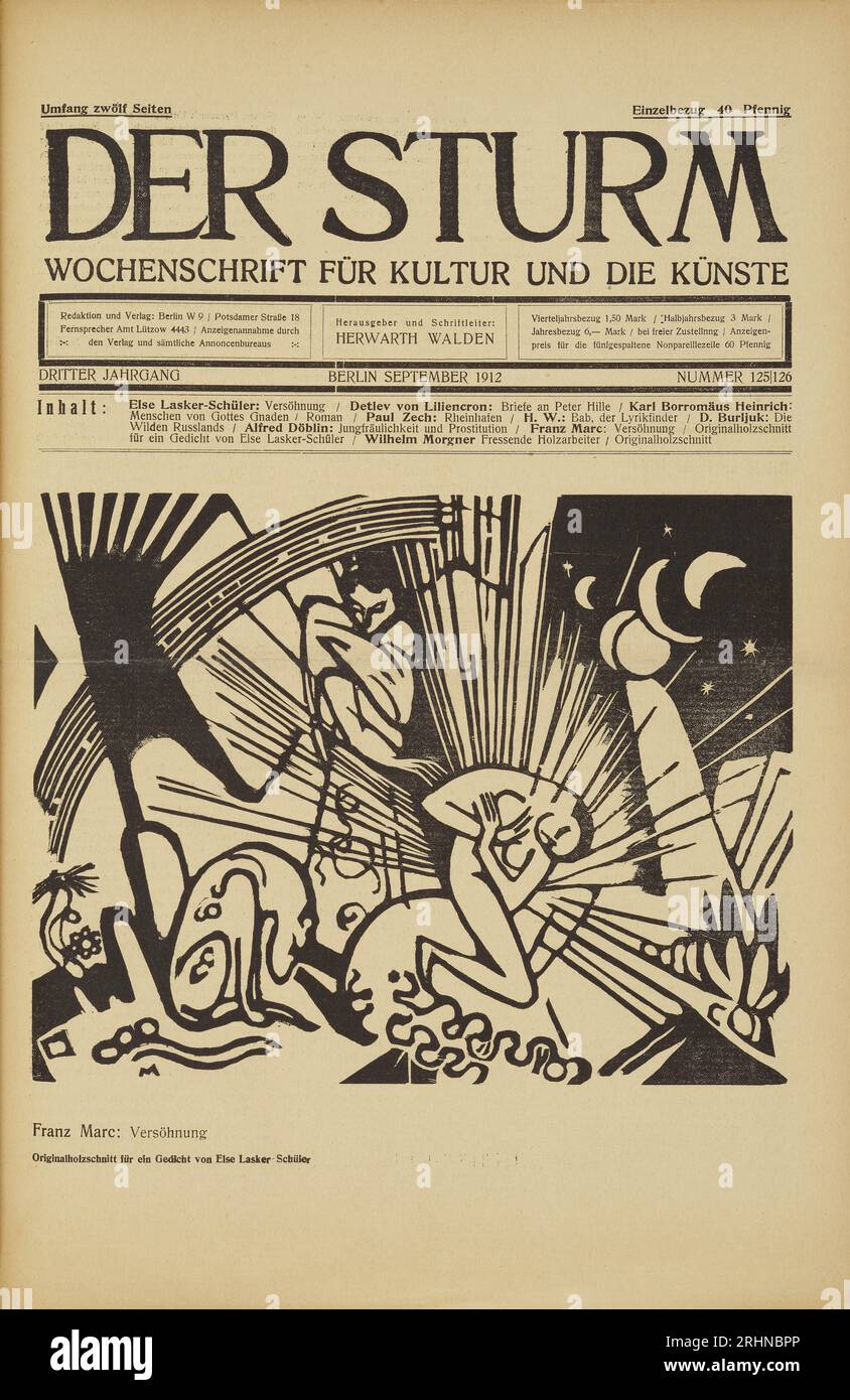 Der Sturm, Avantgarde-Kunst und Literaturzeitschrift. September 1912. Museum: PRIVATSAMMLUNG. Autor: Historisches Objekt. Stockfoto